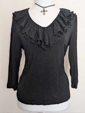 Ralph Lauren Black Whimsygoth Fairy Ruffle Top